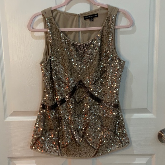 Aidan Mattox Tops - AIDAN MATTOX SEQUIN BEADED FORMAL WEDDING NUDE TANK SIZE M